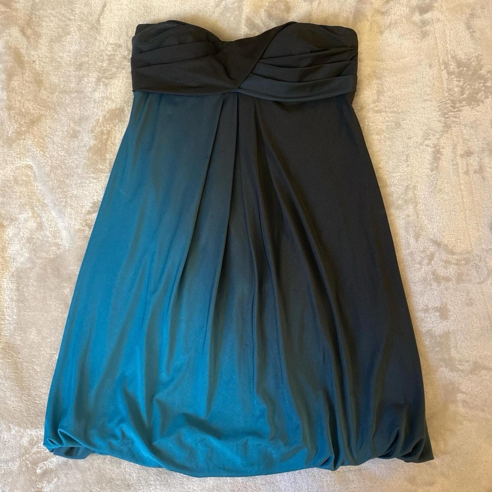 Xscape Strapless Black and Blue Dress